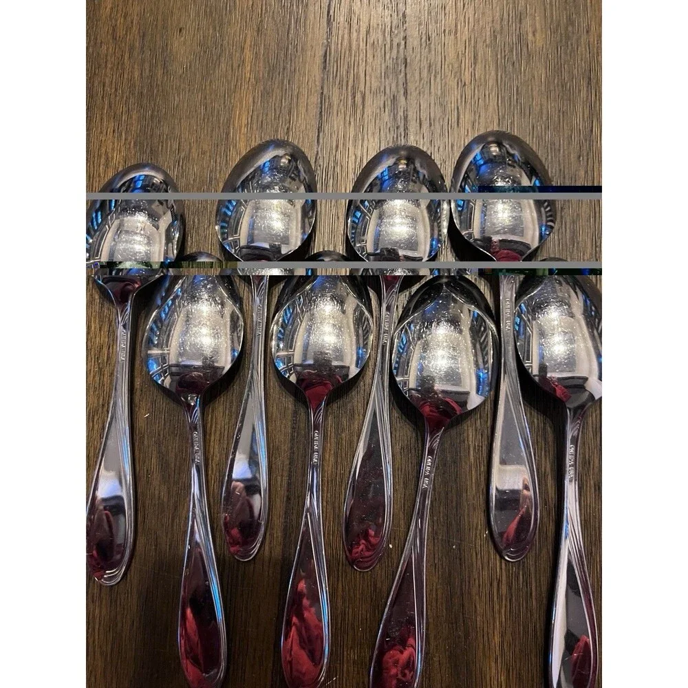 8 soup spoons Oneida Camber Cresta Windswept Scroll Flatware silverware 7